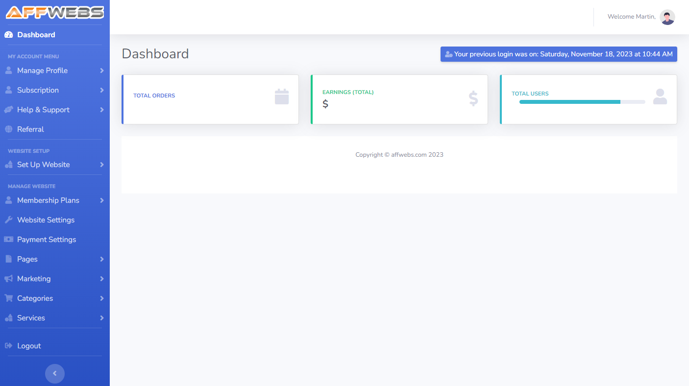 Admin Backend Dashboard for Managing Your Website